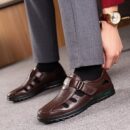 Sapato de Couro Aberto Masculino Confort