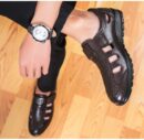 Sapato de Couro Aberto Masculino Confort