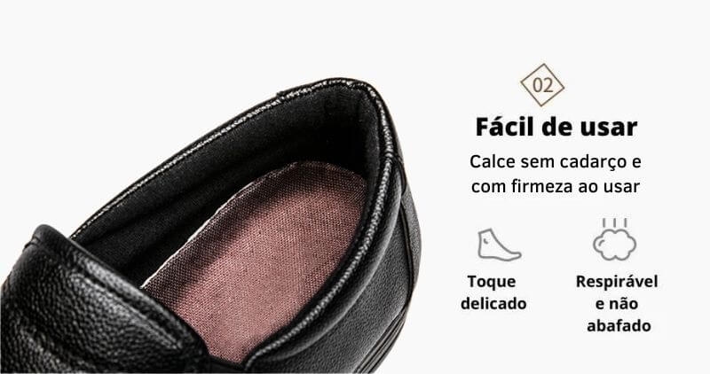 Sapato Mocassim de Couro Social Masculino Solado Ortopédico