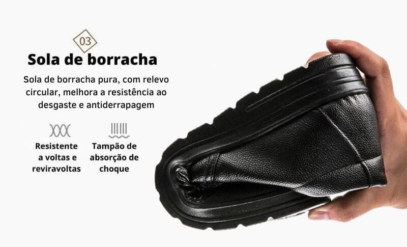 Sapato Mocassim de Couro Social Masculino Solado Ortopédico